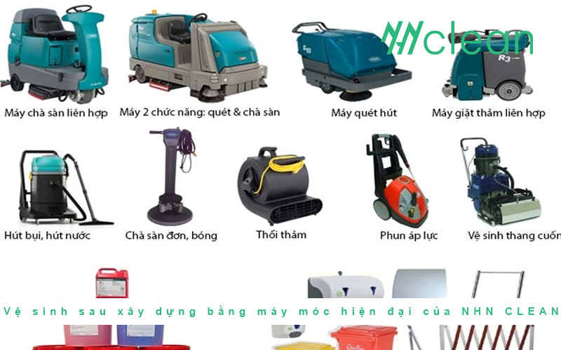 Vệ sinh sau xây dựng bằng máy móc hiện đại của NHN CLEAN
