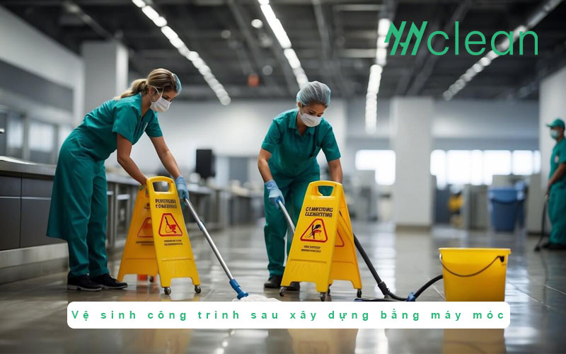 Vệ sinh công trình sau xây dựng bằng máy móc hiện đại