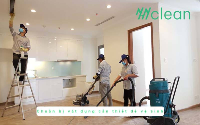 Chuẩn bị vật dụng cần thiết để vệ sinh