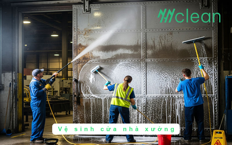 Vệ sinh cửa nhà xưởng